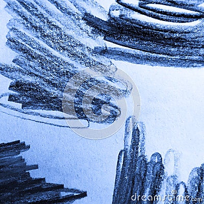 Curve Doodle. Blue Fun Artwork. Curve Wallpaper. Blue and Cobalt Vintage Sketch. Indigo Curve Stock Photo