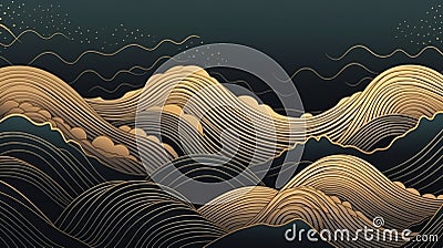 curve golde texture dynamic movement for premium product and luxuary.AI generated Stock Photo