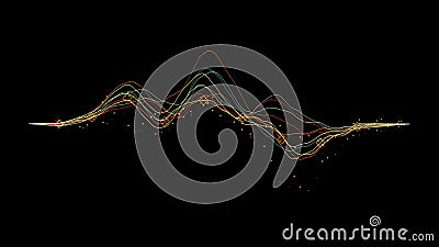 Curve Graph wave chart statistic diagrams with particles on black background Stock Photo
