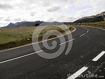 Curve in landscape road Stock Photo