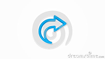 curve right direction arrow realistic icon. 3d line vector illustration. Top view Vector Illustration