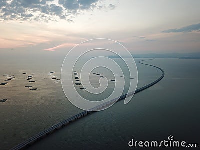 Sultan Abdul Halim Muadzam Shah Bridge in evening Stock Photo