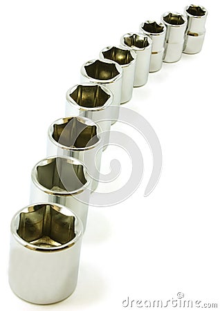 Curve of sockets from ratchet set Stock Photo