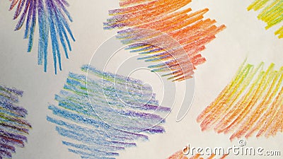 Curve Stroke. Abstract Illustration. White and Blue Graffiti Line. Rainbow Chalk Scribble. Colorful Stock Photo
