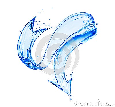 Curved arrow made of water splashes isolated on a white Stock Photo