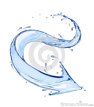 Curved arrow made of water splashes on a white background Stock Photo