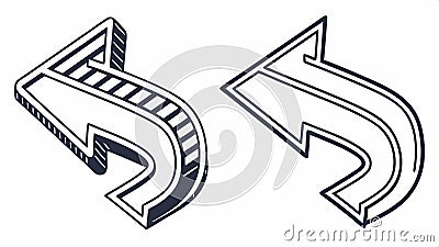 Curved arrow pointing back, return direction, reverse path, go back, direction arrow, undo action vector design Generative AI Vector Illustration
