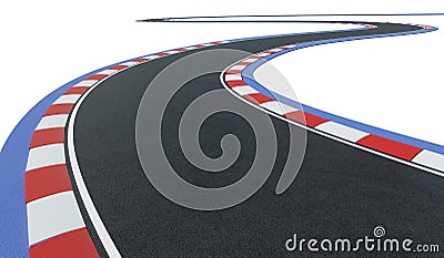 Curved asphalt racing track road isolated on white background Stock Photo