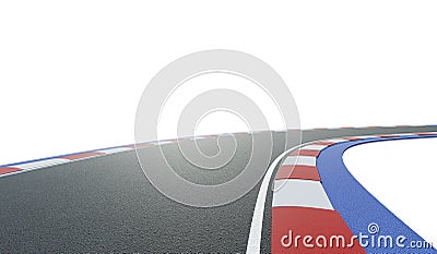 Curved asphalt racing track road isolated on white background Stock Photo