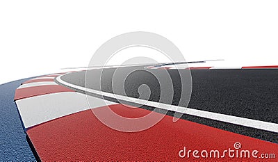 Curved asphalt racing track road isolated on white background Stock Photo