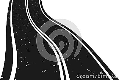 Curved asphalt road going to the distance. Vector Illustration