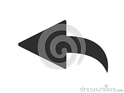 Curved back arrow. Left pointer icon, curve cursor vector symbol Vector Illustration