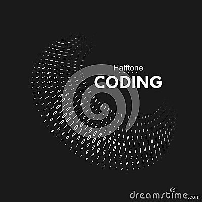 Curved binary code. Vector Illustration