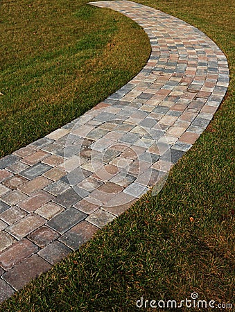 Curved Brick Path Stock Photo