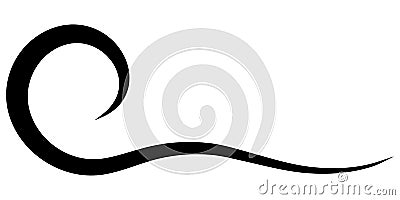 Curved calligraphic line stripe, ribbon like travel calligraphy element, gracefully curved line Vector Illustration