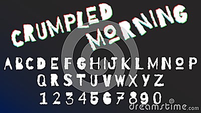 Curved crumpled letters and numbers font set. Monochrome alphabet, typography modern design concept. Stock Photo