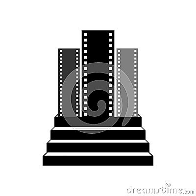 Curved film strip, element for cinema design. Movie and video symbol Vector Illustration