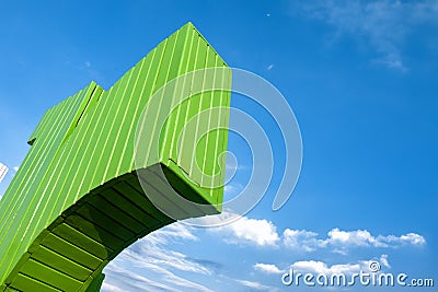 A curved green wooden arch Stock Photo