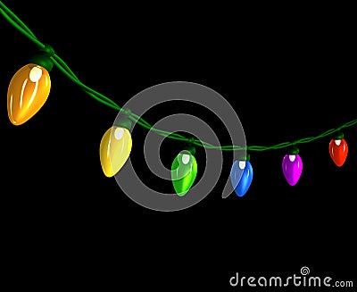 Curved light strand over black Stock Photo