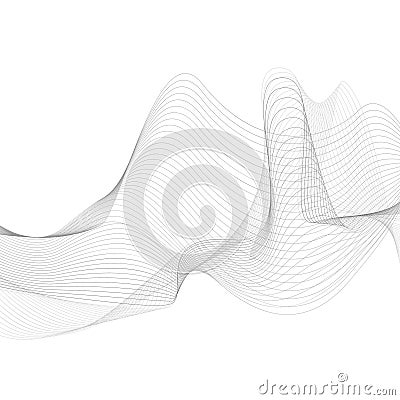 Curved lines background white and grey vector Vector Illustration