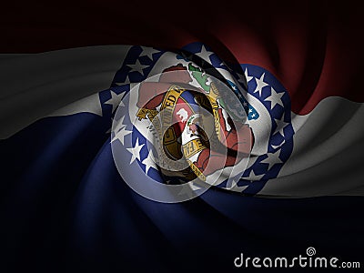 Curved Missouri flag Cartoon Illustration