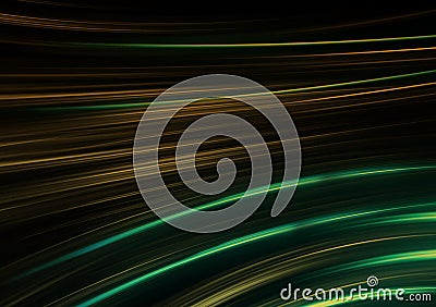 Curved neon strips of brush strokes on black background Stock Photo