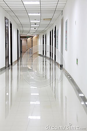 Curved office hallway Stock Photo