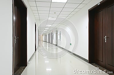 Curved office hallway Stock Photo