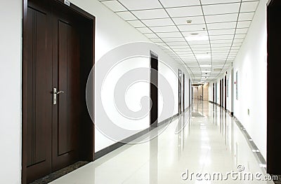 Curved office hallway Stock Photo