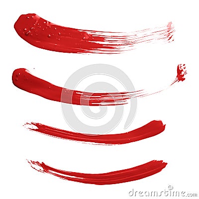 Curved oil paint brush strokes isolated Stock Photo