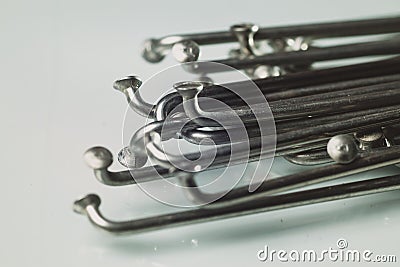 Curved part of bicycle spokes Stock Photo