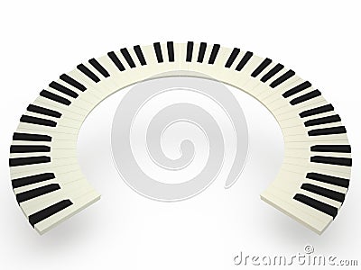 Curved piano keyboard Stock Photo