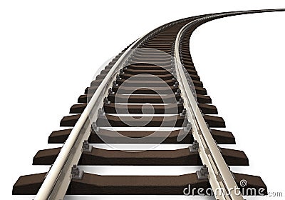 Curved railroad track Stock Photo