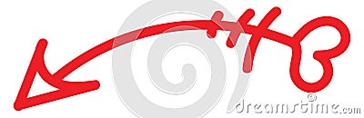 Curved red arrow pointed to the left, icon Vector Illustration