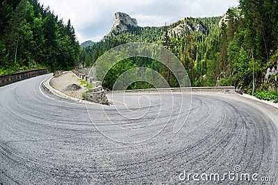 Curved road in Bicaz Canyon, Romania Stock Photo
