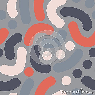 Curved shapes abstract seamless pattern blue red Vector Illustration