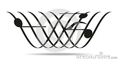 Curved staff with notes. Music logo sign. Vector Illustration