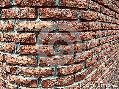 Curved red brick wall texture background Stock Photo