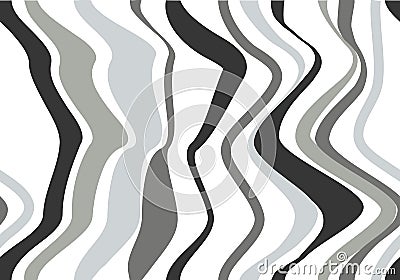 Curved wave lines abstract grayscale seamless repeat pattern. Vector Illustration