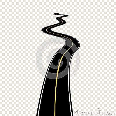 Curved winding road with white markings. Vector illustration eps Vector Illustration