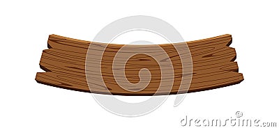 Curved wooden planks isolated on white background, wood plank curve for signs and copy space, wooden signs curve shape, empty wood Vector Illustration