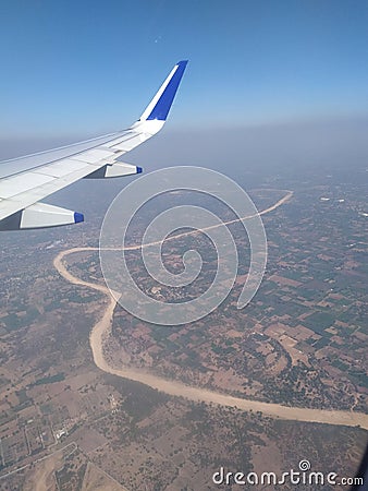 Curvey dry river from the flight window Stock Photo