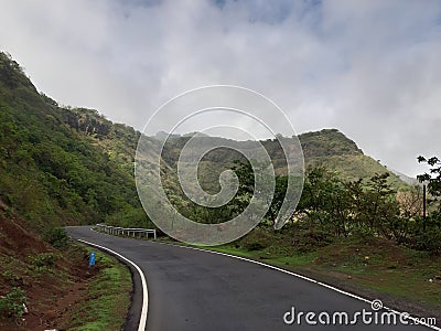 Curvey road on the hills at mount Abu. Stock Photo