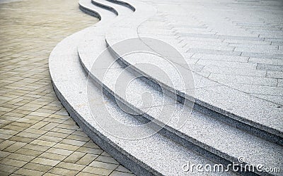 Curvilinear stairs. Top view of modern architecture detail. Refined fragment of contemporary office interior public building Stock Photo