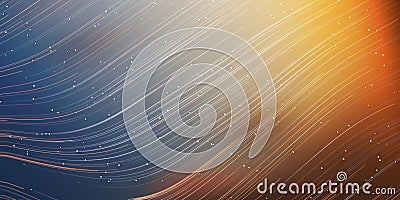 Curving,Flowing Energy Lines Pattern in Glowing Sunlit Space and Starry Sky Around Vector Illustration