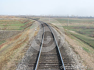 Curving train track Stock Photo