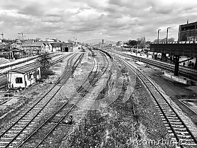 Curvy railway lines in the central station in Berlin Germany Editorial Stock Photo