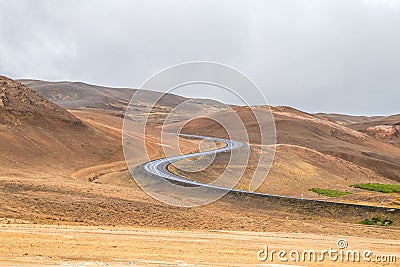 Curvy Road in Iceland Stock Photo