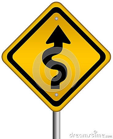 Curvy road sign Stock Photo