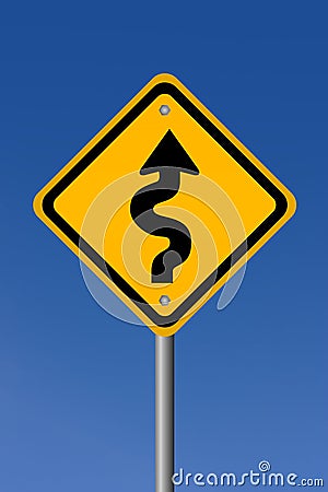 Curvy road sign Cartoon Illustration